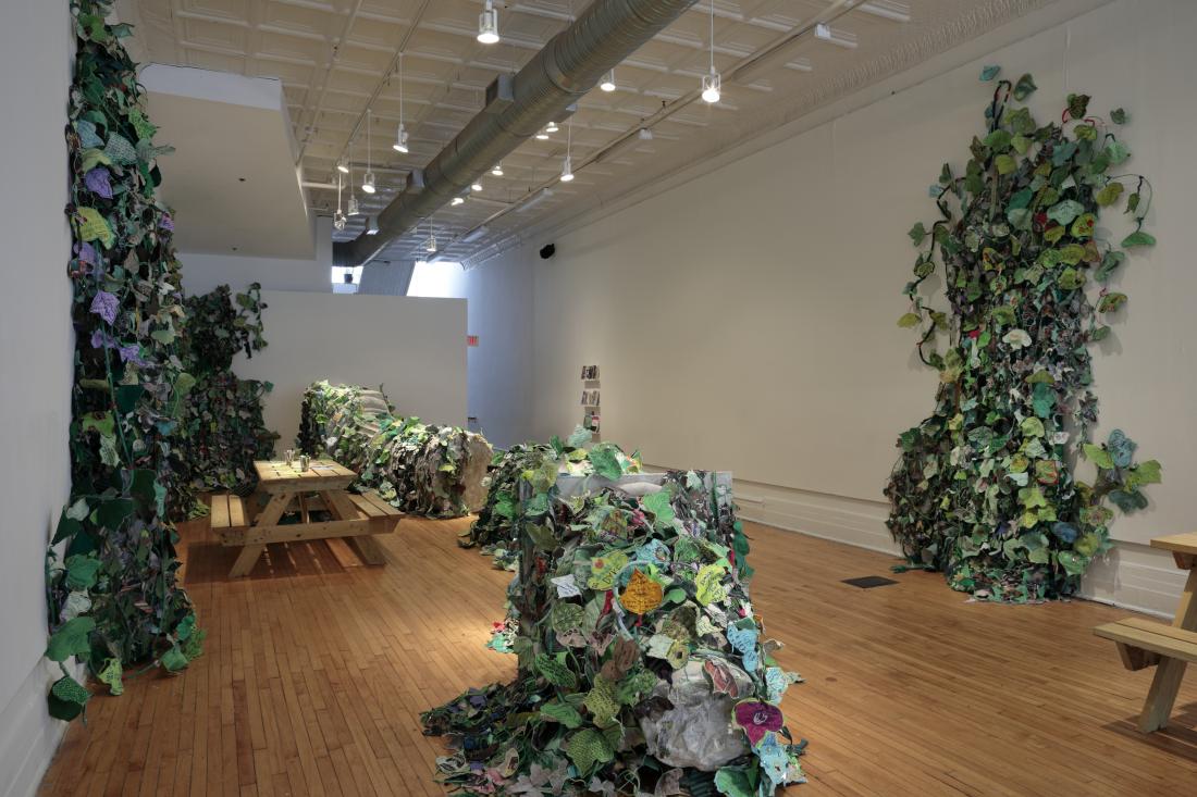 Installation View. Invasive Queer Kudzu: Richmond, 2019, Mixed media sculpture and Queer Kudzu vines