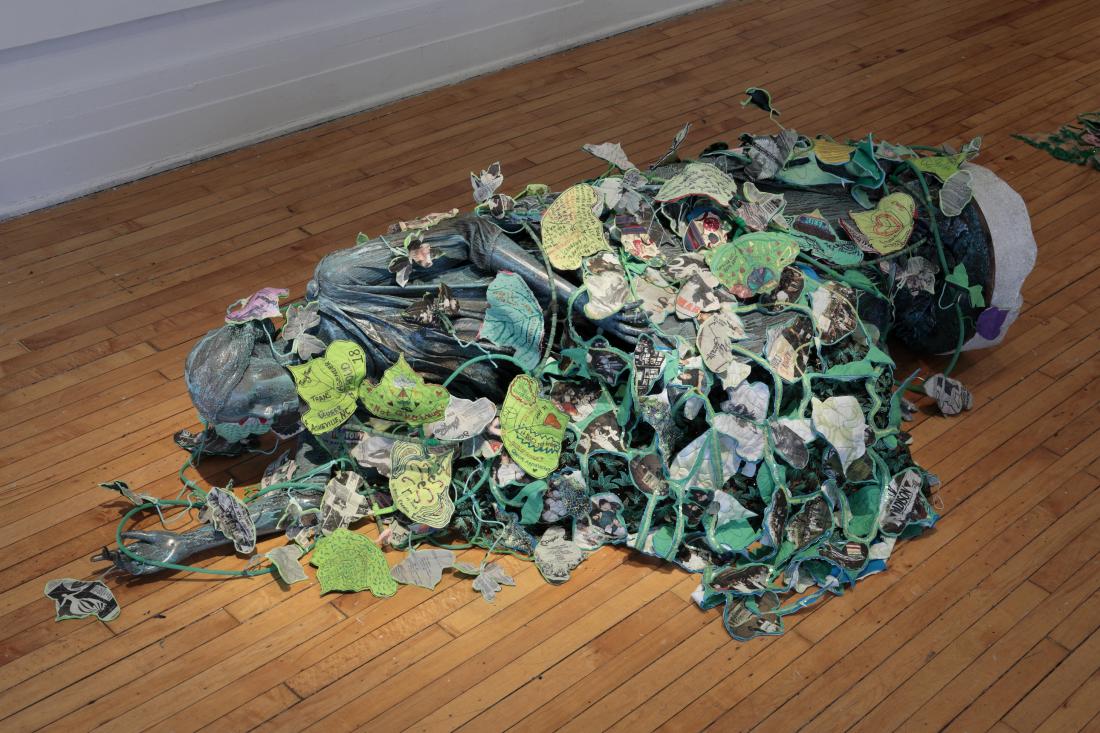 Installation View. Invasive Queer Kudzu: Richmond, 2019, Mixed media sculpture and Queer Kudzu vines