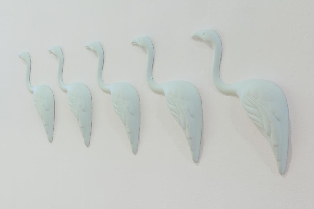 Kristin Cammermeyer, Plastic Pink Flamingos in Spring Valley Hue 2018, cast Hydrocal and acrylic