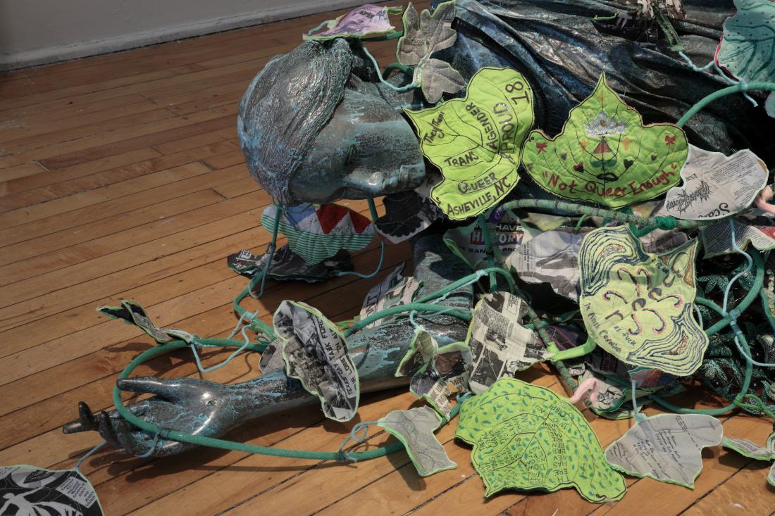 Installation View. Invasive Queer Kudzu: Richmond, 2019, Mixed media sculpture and Queer Kudzu vines