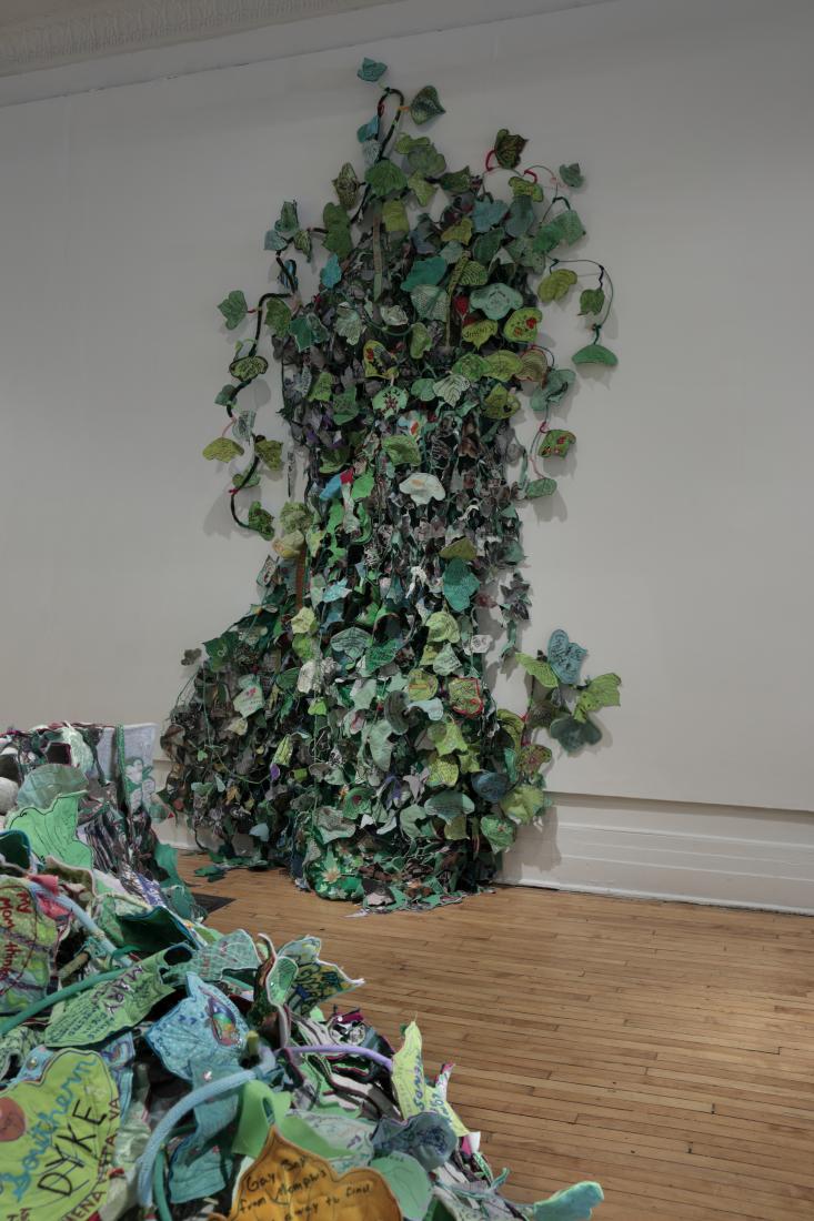 Installation View. Invasive Queer Kudzu: Richmond, 2019, Mixed media sculpture and Queer Kudzu vines