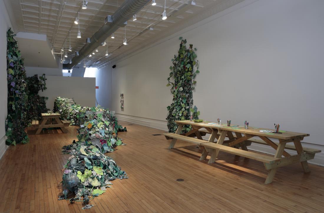 Installation View. Invasive Queer Kudzu: Richmond, 2019, Mixed media sculpture and Queer Kudzu vines